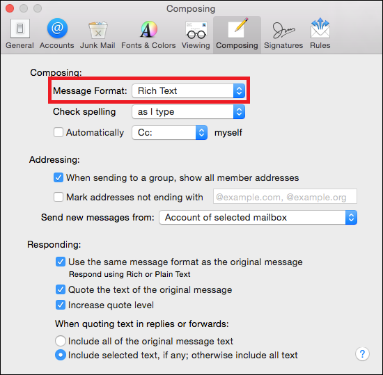 change to plain text in outlook for mac